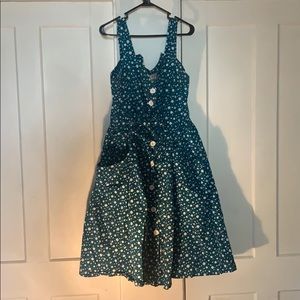 Beach bash by Art and Tatyana teal polka dot dress